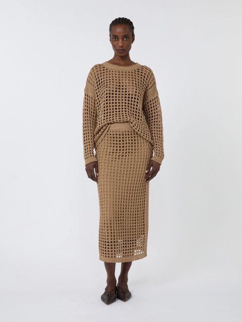 Карамельний светр з сітчастою фактурою Max Mara з бавовни: фото 1 - Invogue