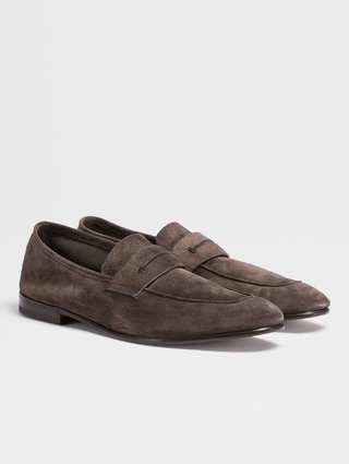 Коричневые лоферы ZEGNA из кожи: фото 2 - Invogue