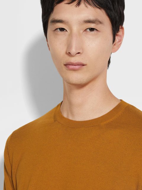 Светр кольору охри ZEGNA з коротким рукавом: фото 4 - Invogue