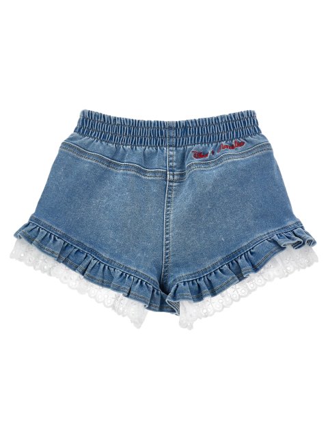 Джинсовые шорты Pooh Bear с двойными рюшами и вышивкой Monnalisa: фото 3 - Invogue