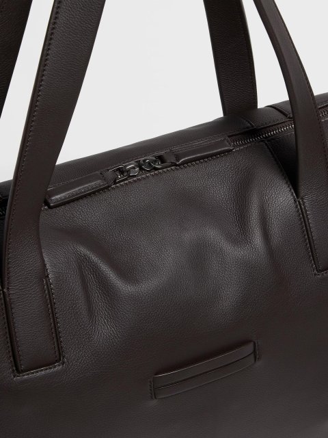 Темно-коричнева сумка ZEGNA шкіряна: фото 4 - Invogue