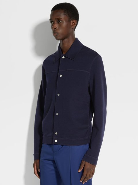 Темно-синяя рубашка ZEGNA из бленда шерсти: фото 1 - Invogue