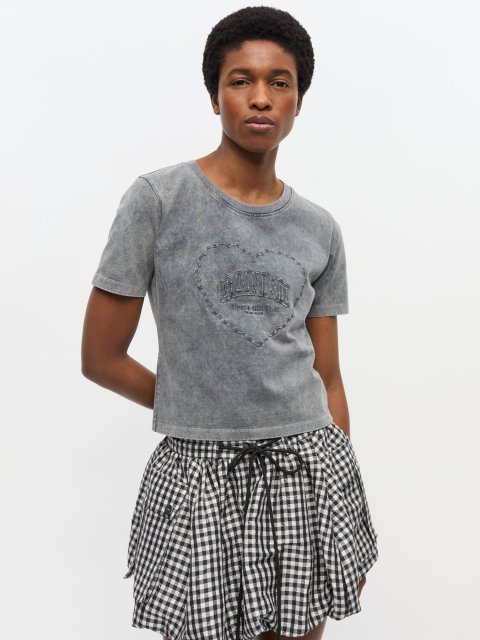 Сіра футболка GANNI з бавовни: фото 2 - Invogue