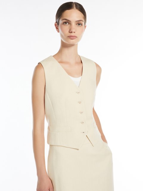Молочний жилет Weekend Max Mara з віскози та льону: фото 4 - Invogue