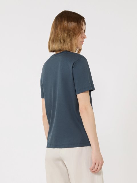 Темно-синя футболка Max Mara з бавовни та модалу: фото 3 - Invogue