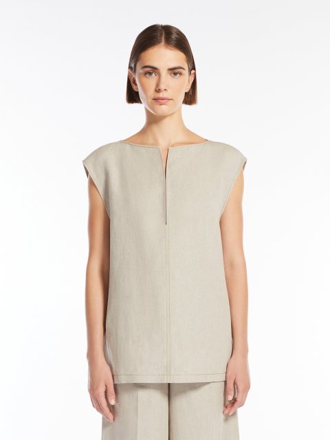 Бежева блуза Max Mara з льону: фото 2 - Invogue