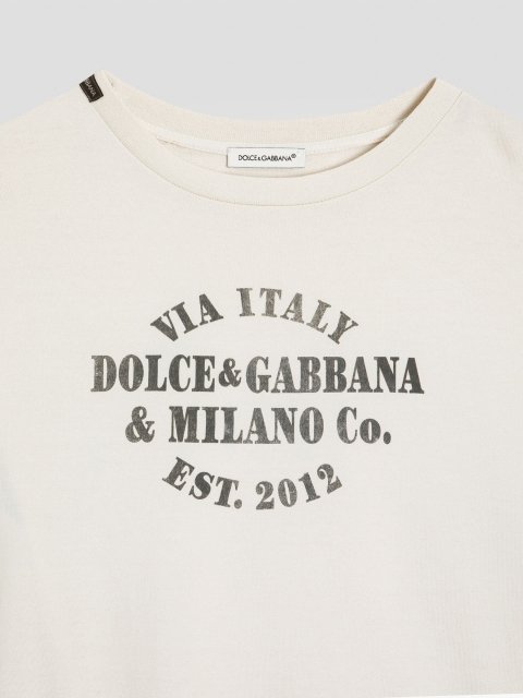 Молочна футболка Dolce&Gabbana з бавовняного трикотажу: фото 3 - Invogue