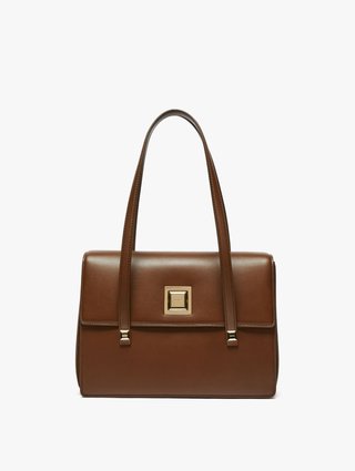 Коричневая сумка MAX MARA квадратной формы из кожи: фото - Invogue