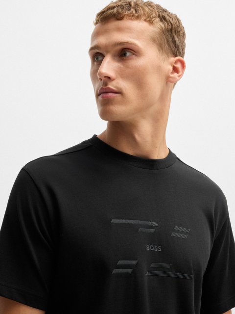 Черная футболка BOSS свободного кроя: фото 4 - Invogue