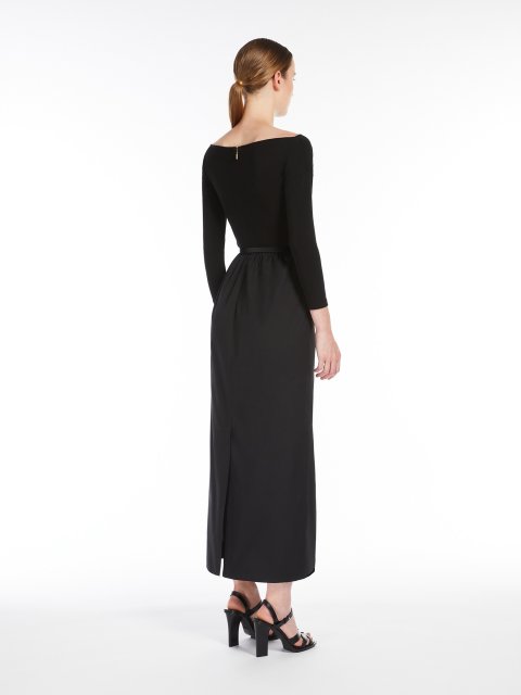 Чорна сукня Max Mara з попліну та джерсі: фото 2 - Invogue