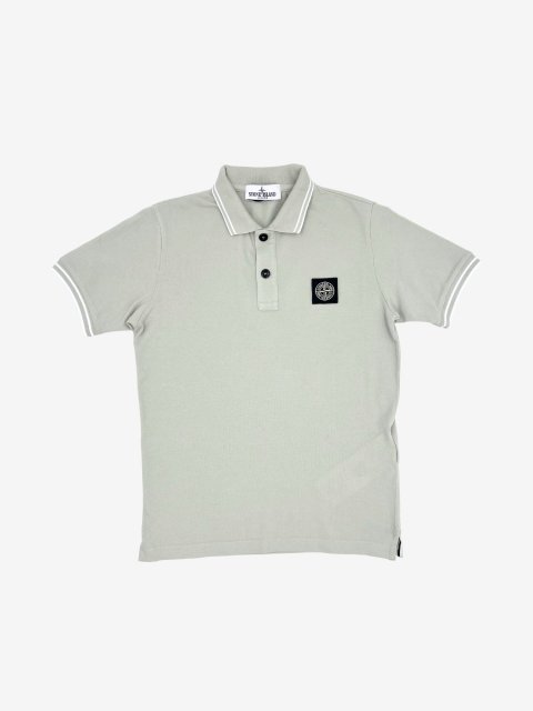 Сіра футболка поло з логотипом Stone Island з бавовни: фото - Invogue