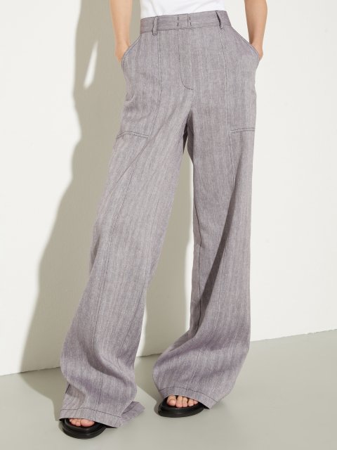 Фиолетовые брюки Max&Co из льна и хлопка: фото 2 - Invogue