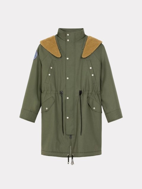 Зимняя парка цвета хаки KENZO прямого кроя: фото - Invogue