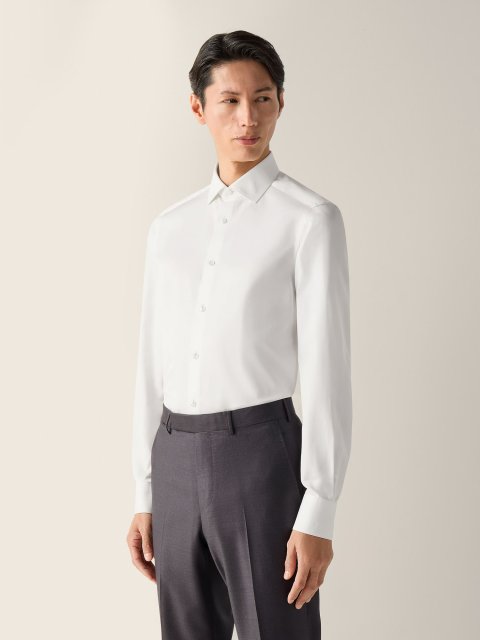 Біла сорочка Zegna у тонку смужку з бавовни: фото 1 - Invogue