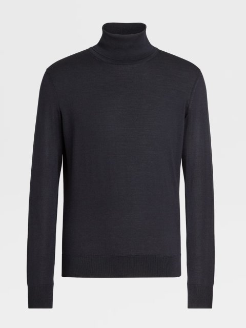 Темно-синій гольф Zegna з бленду кашеміру та шовку: фото - Invogue