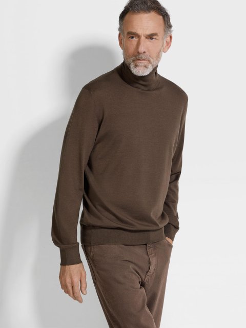 Коричневий светр ZEGNA з кашеміру та шовку: фото 1 - Invogue
