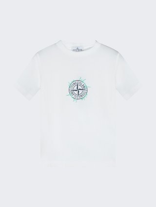 Біла футболка Stone Island з бавовни з логотипом: фото - Invogue