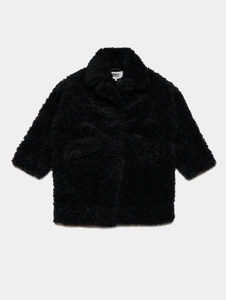 Черное пальто MM6 MAISON MARGIELA KIDS: фото - Invogue