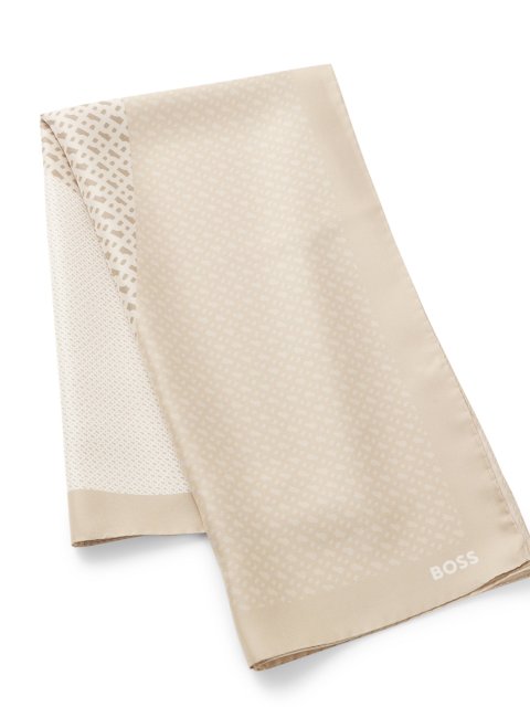 Бежевый шарф BOSS из шелковой саржи: фото 2 - Invogue