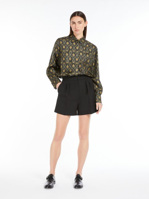 Оливковая рубашка Max Mara с принтом: фото 3 - Invogue