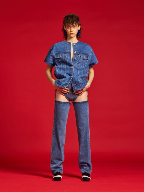 Синя куртка джинс Pushbutton бавовни: фото 1 - Invogue