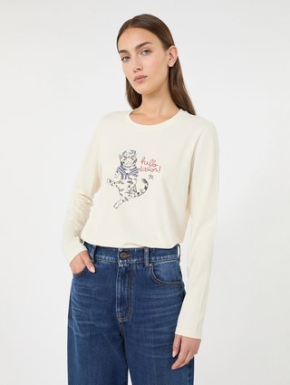 Молочная футболка Weekend Max Mara из хлопка: фото 4 - Invogue