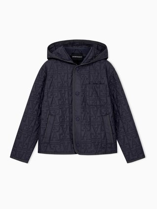 Темно-синяя куртка Emporio Armani из полиэстера: фото - Invogue