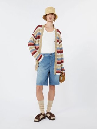 Тёмно-синие шорты Weekend Max Mara из хлопка и льна: фото 1 - Invogue