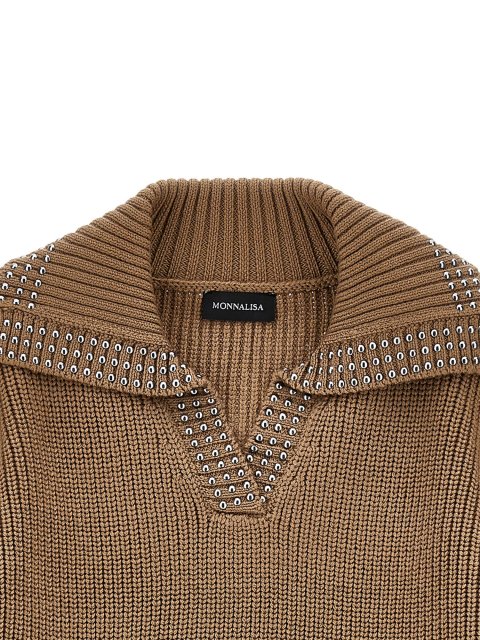 Темно-коричневый свитер MONNALISA из акрила: фото 4 - Invogue