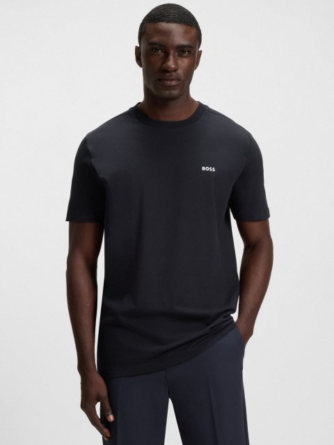 Темно-синяя футболка BOSS из хлопка: фото 2 - Invogue