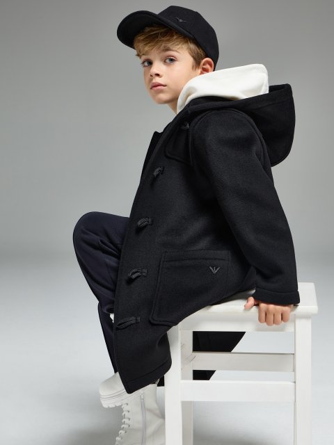 Темно-синя кепка EMPORIO ARMANI KIDS з вовни: фото 1 - Invogue