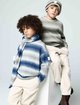 Синьо-сірий набір шапка та шарф Emporio Armani з бавовни та акрилу: фото 1 - Invogue