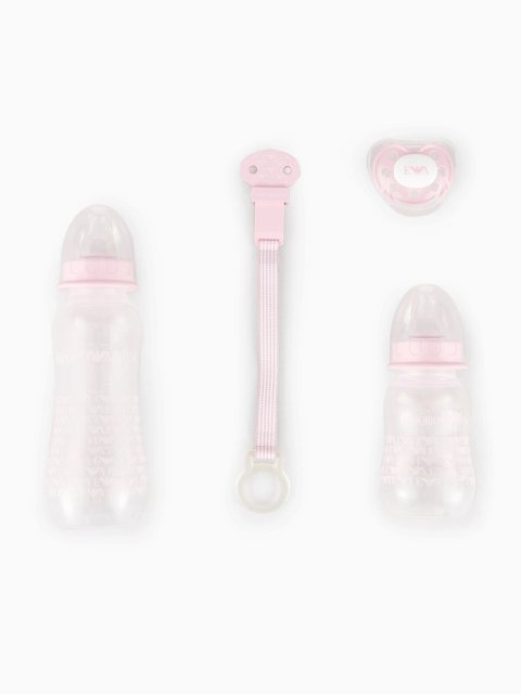 Рожева пляшечка 2 шт, пустушка, прищіпка EMPORIO ARMANI KIDS : фото 1 - Invogue