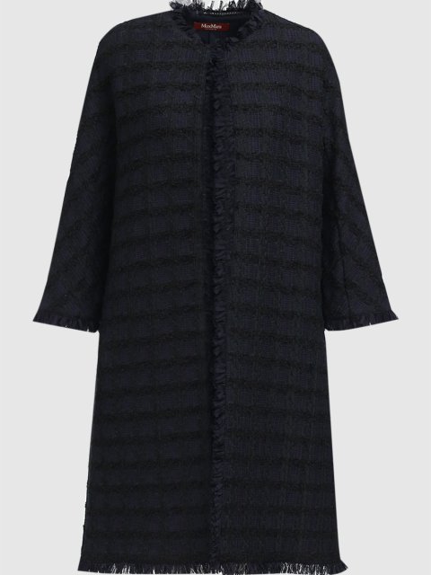 Темно-синее пальто MAX MARA из комбинированных материалов: фото - Invogue