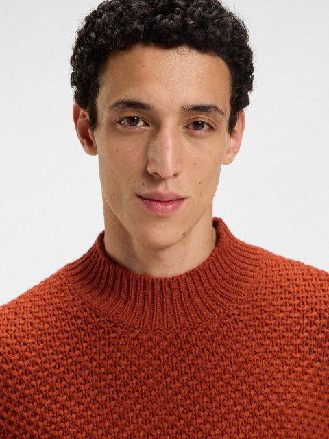 Помаранчевий светр BOSS з вовни: фото 4 - Invogue