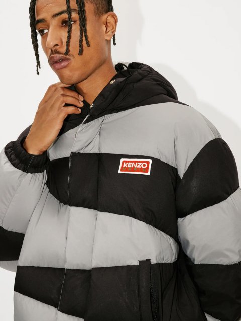 Парка KENZO с капюшоном с двухцветным узором: фото 3 - Invogue