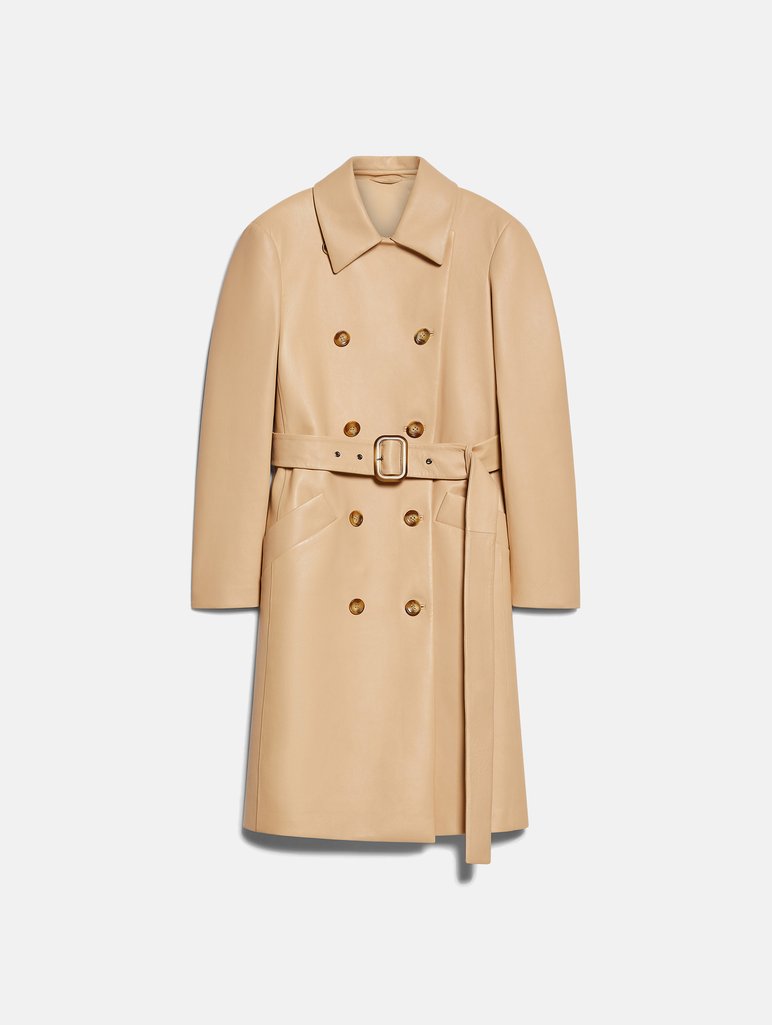 Кремовый плащ Sportmax кожаный: фото - Invogue