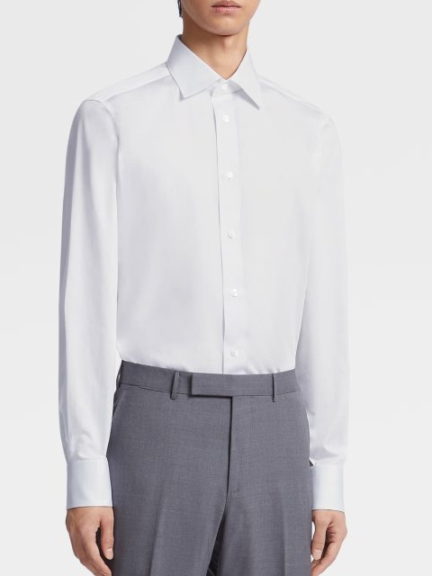 Белая рубашка Zegna из хлопка с технологией Trofeo™: фото 1 - Invogue