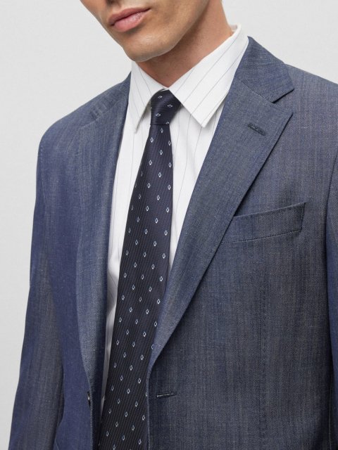 Тёмно-синий галстук BOSS: фото 1 - Invogue