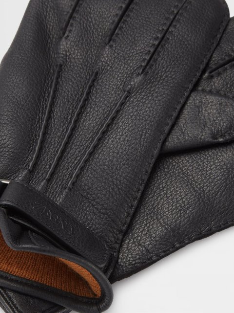 Чорні рукавички ZEGNA зі шкіри: фото 2 - Invogue