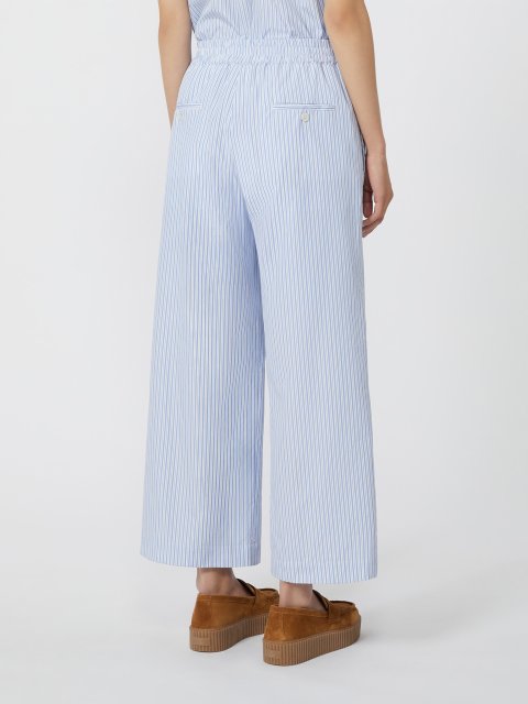 Голубые штаны WEEKEND MAX MARA из хлопкового сатина: фото 3 - Invogue