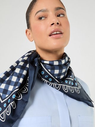 Темно-синий платок с принтом Marina Rinaldi из шелка: фото 1 - Invogue