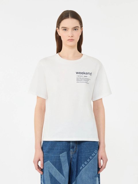 Белая футболка WEEKEND MAX MARA из хлопкового джерси: фото 2 - Invogue