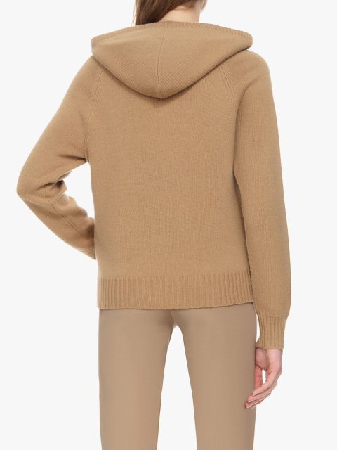 Темно-бежевый свитер Max Mara из шерсти и кашемира с капюшоном: фото 3 - Invogue
