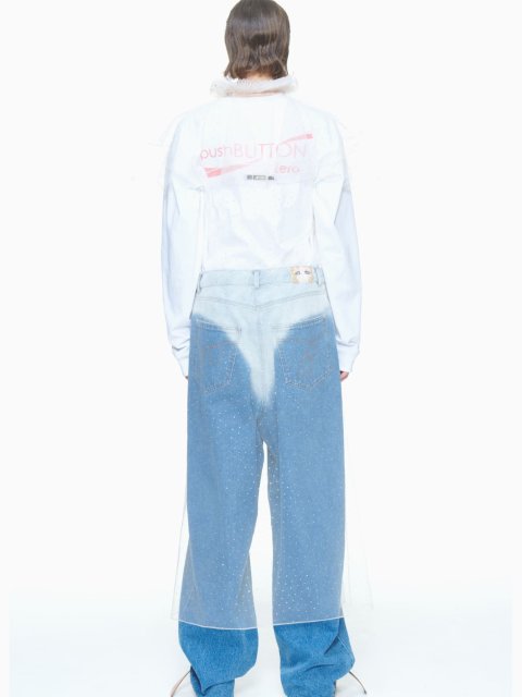 Блакитні  джинси PUSHBUTTON вільного крою: фото 3 - Invogue