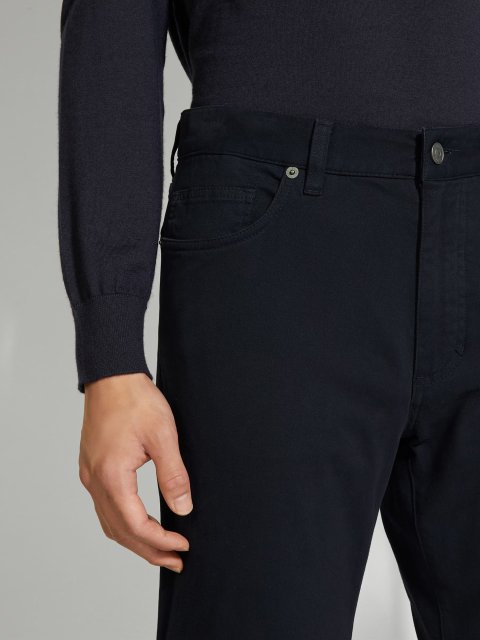 Джинси Zegna з еластичної бавовни темно-сині: фото 4 - Invogue