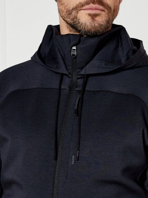 Темно-синяя кофта Boss спортивная с капюшоном: фото 4 - Invogue