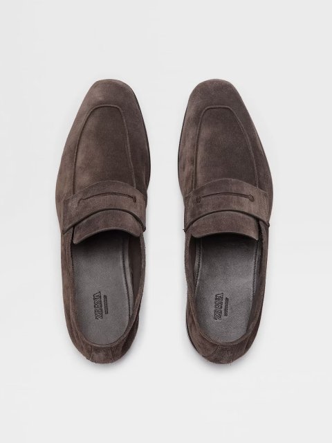 Коричневые лоферы ZEGNA из кожи: фото 3 - Invogue