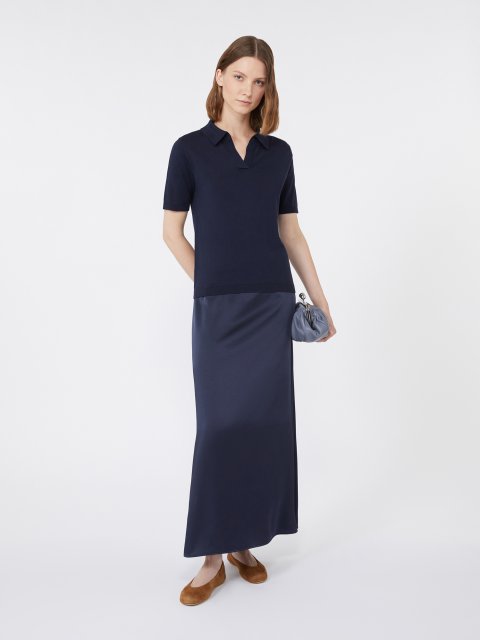 Темно-синя спідниця WEEKEND MAX MARA атласна: фото 1 - Invogue