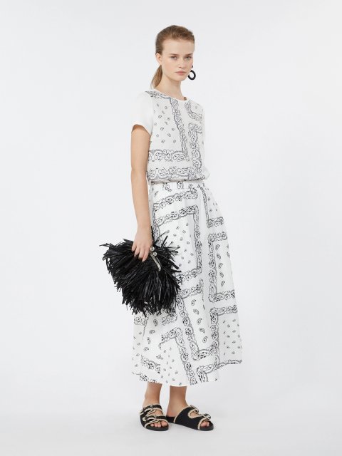 Біла спідниця міді Weekend Max Mara з бавовни: фото 1 - Invogue